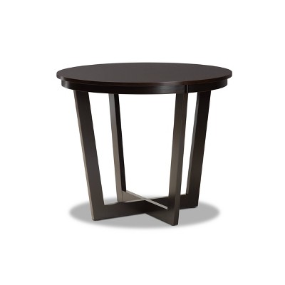 35" Alayna Wide Round Wood Dining Table - Baxton Studio