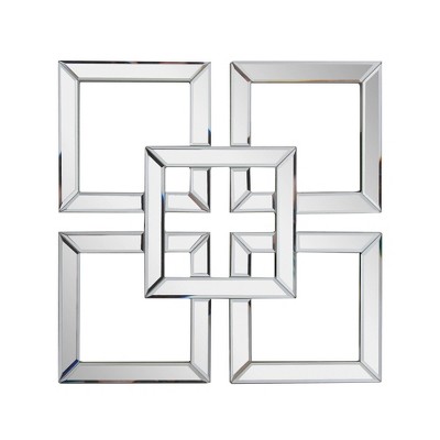 Howard Elliott 16"x16" Layered Mirrored Squares Mirror: Modern Style, MDF & Glass, Wall Mounted
