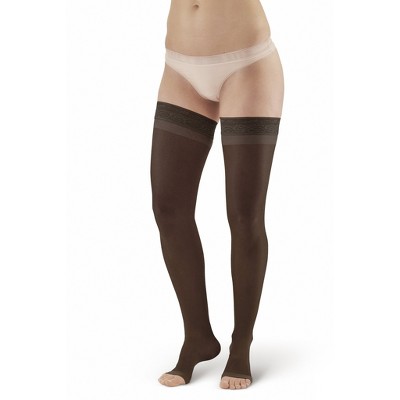 Ames Walker AW Style 45 Women's Sheer Support 15-20 mmHg Compression Open Toe Thigh Highs w/Top Band