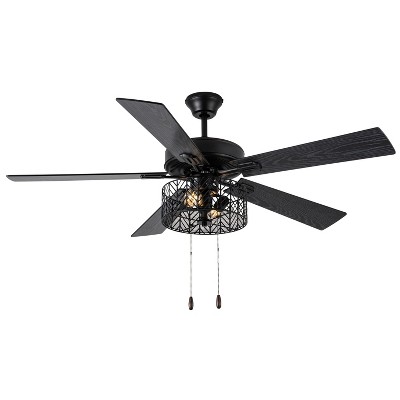 52" 5 Blade LED Modern Matte Black Lighted Ceiling Fan - River of Goods: Reversible Motor, Pull Chain Control