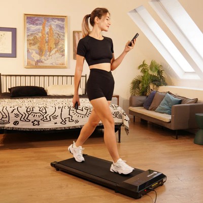 15.35*39.37 inches Run Belt Treadmills 2.5HP 2 in 1 LED Display 0.6-5MPH 350 LBS Weight Capacity