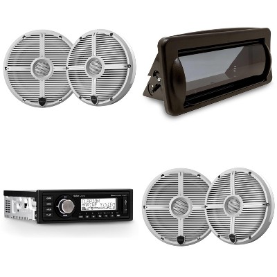 Clarion Marine Boat Audio Upgrade M508 Source Unit, Marine Cover, (2 Pair ) RECON 6 XW-W Recon Series 6.5" 60-Watt RMS Coaxial Speakers With White ...