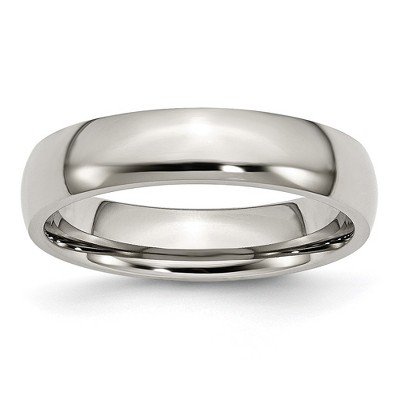 Black Bow Jewelry 5mm Stainless Steel Polished Domed Comfort Fit Band