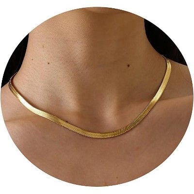 Dainty Gold Chain Necklace For Women - 18K Gold Plated Coin Disc Choker With Beaded & Paper Clip Layered Chain, Everyday Jewelry Gift