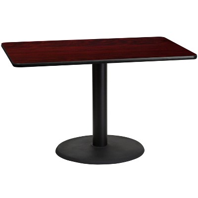 Flash Furniture 30'' x 48'' Rectangular Mahogany Laminate Table Top with 24'' Round Table Height Base