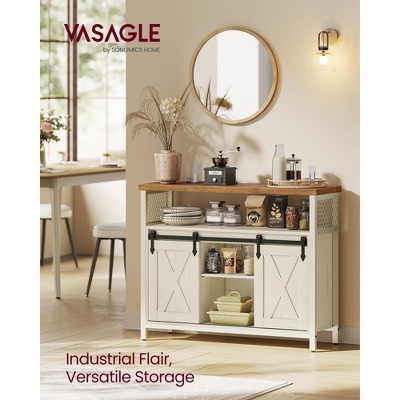 VASAGLE Buffet Cabinet, Storage Cabinet, Sideboard with 2 Sliding Barn Doors, Adjustable Shelves