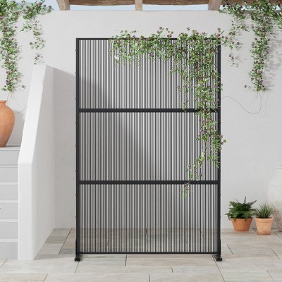SpassWay 72"H*47"W Black Woven Room Divider Decorative Metal Privacy Screen Garden Arbor Freestanding Patio Trellis