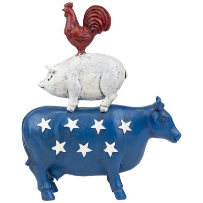 Northlight Stacked Patriotic Farm Animals Outdoor Garden Statue - 12"