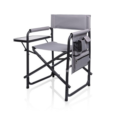 Oniva 2pc Aluminum Rectangle Outdoor Portable Chair with Side Table - Gray with Black Accents