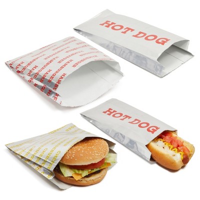 Stockroom 300-Pcs Disposable Foil and Paper Hot Dog Holders and Hamburger Wrappers, Grease-Resistant (3 Designs)