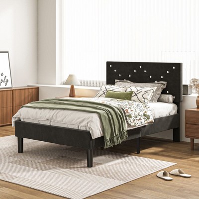 Kumasinova Twin/Full/Queen Bed Frame with Headboard,Twin/Full/Queen Size Bed Frame with Wooden Slats,No Box Spring Needed Bed Frames for Adults