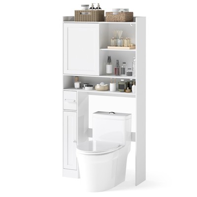 Tangkula Over the Toilet Cabinet Space-saving Bathroom Storage Organizer w/ Sliding Door