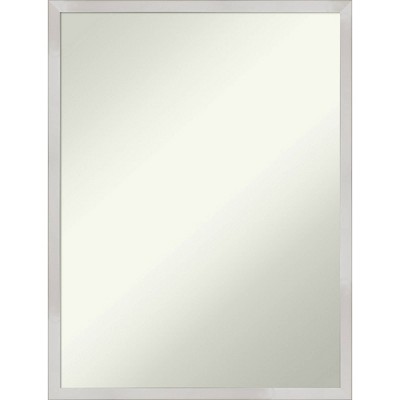 20" x 26" Non-Beveled Svelte Silver Wood Bathroom Wall Mirror - Amanti Art: Modern Rectangular Vanity, Includes Mount Hardware
