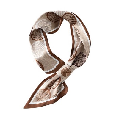Anna-Kaci Women's Leaf Print Soft Silky Scarf with Lightweight Fabric Modern Square Design and Smooth Finish