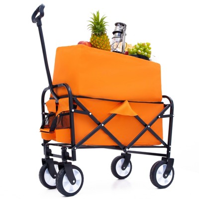 RISOKEYS Foldable Beach Wagon Cart-Lightweight & Collapsible Design with All-Terrain Wheels Load Bearing 225lbs for Camping,Outdoor