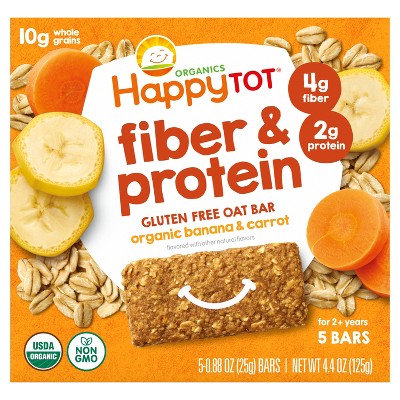 HappyTot Fiber & Protein Organic Bananas and Carrots Soft-Baked Oat Bar - 5ct/0.88oz Each