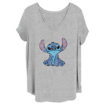 Junior's Women Lilo & Stitch Watercolor Stitch T-Shirt