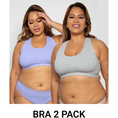 Curvy Couture Women's Cotton Comfort Bralette 2-Pack