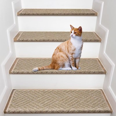 YEERSWAG 30" x 9.5" 15 Pcs Non-Slip Modern Premium Stair Treads Carpets Floor Mats for Wooden Steps Indoor