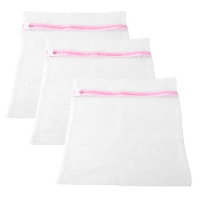 Unique Bargains Nylon Zippered Mesh Durable Washable Underwear Socks Laundry Bag 15.7" x 11.8" White 3 Pcs