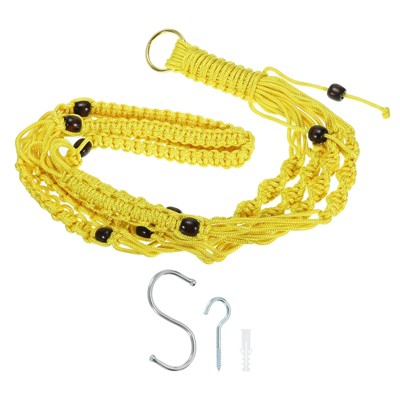 Unique Bargains Handmade Macrame Hanging Plant Flower Pot Hanger 35 Inch Yellow