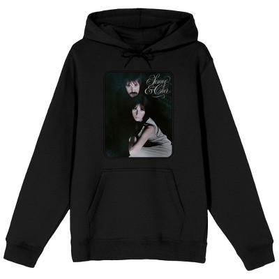 Sonny & Cher The Two Of Us Long Sleeve Black Adult Hooded Sweatshirt