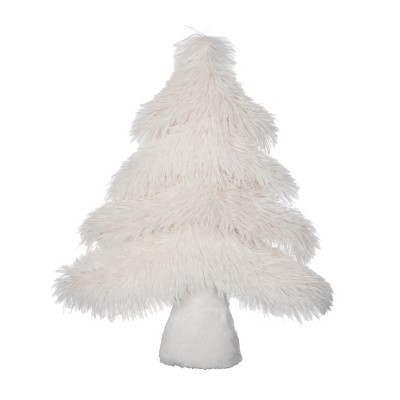Transpac Plush Fluffy White Christmas Tree Decorative Object Foam Tabletop Sculpture for Holiday Cheer and Gift Giving