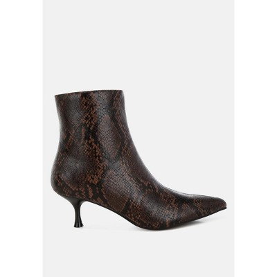 Thymus Faux Leather Kitten Heel Boots Women