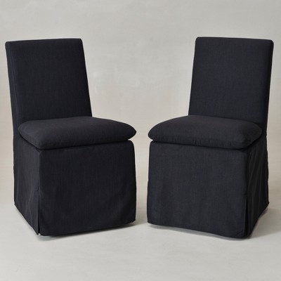 KINWELL Performance Fabric Slipcover Dining Chair Side Chair With Casters, Set of 2