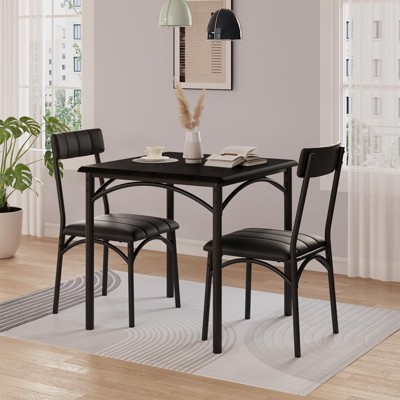 Dining Table Set for 2 with Upholstered Chairs, Kitchen Table and Chairs for 2, 3 Piece Dining Room Table Set