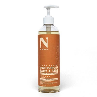 Dr. Natural Multi-Purpose Baby Plus Kids Soap - Body Wash and Baby Shampoo - Gentle Baby Soap with Shea Butter - Newborn Safe - Almond - 16 oz