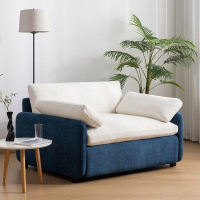 MYINDA Oversized Single Sofa Chair,Wide and Deep Seat Accent Chair,for Living Room,Apartment,Bedroom,BLUE