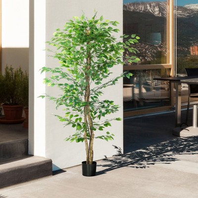 NicBex Artificial Tree 5FT Artificial  Ficus Trees with Pot Natural Wood Trunk, Room Decor for Home Office Foyer Porch