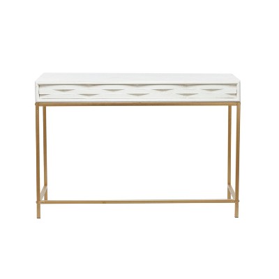 Contemporary 2 Drawer Metal Console Table White - Olivia & May: Gold Frame, Foyer Storage, No Assembly Required