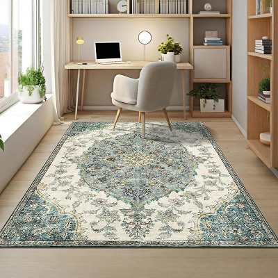 Hallway Runner Rug, Machine Washable Foldable Carpet, Low Pile Plush Polyester Area Rug for Kitchen, Bathroom, Bedroom & Living Room
