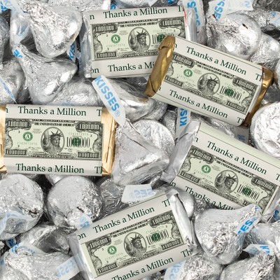 124 Pcs Thank You Candy  Favors Hershey's Miniatures & Kisses by Just Candy (1.52 lbs) - Thanks a Million