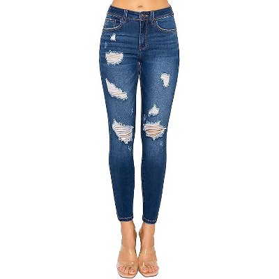 Wax Jeans Women's Butt I Love You Push-Up Destructed Modal Basic Skinny Jeans