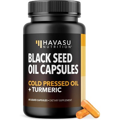 Black Seed Oil Capsules + Turmeric Curcumin Supplement 95% Curcuminoids, Immune & Digestive Health Support, Havasu Nutrition, 60ct