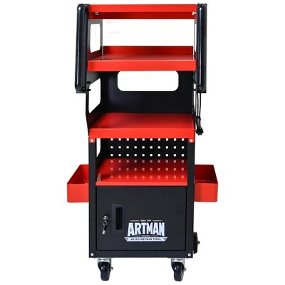 Syemin 4-Layer RollingTool Boxes with with Lockable Storage, Drawer, Storage Box for Office, Red, 20.5"*16.9"*46.5"