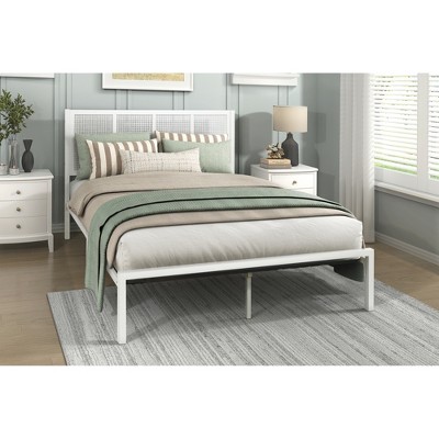 King Size Metal Platform Bed with Headboard for Bedroom