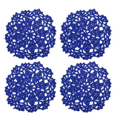 Unique Bargains Cotton Woven Vintage Lace Floral Pattern Heat Insulating Coasters 4" 4 Pcs