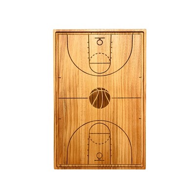 Slickblue Basketball Court Shape Bamboo Cutting Board, 18" Snack Tray for Game Day Snacks and Gatherings