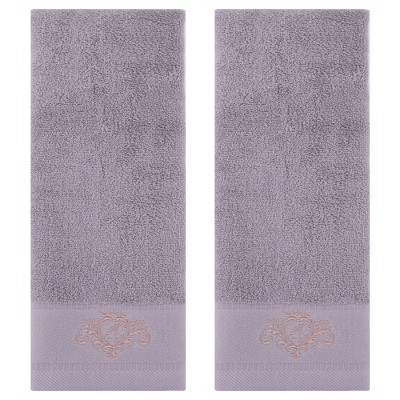 REGALWOVEN Crown Cartoon Pattern Cotton Soft Absorbent Decorative Hand Towel 13" x 30" 2 Pcs