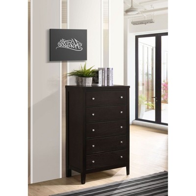 Okak Modern 5-Drawer Rolling Dresser, Storage Chest with Metal Glide Drawers for Bedroom/Office/Living Room/Hallway
