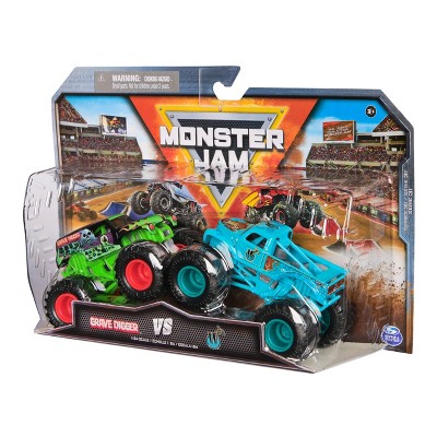 Monster Jam Official Whiplash Vs. Grave Digger Diecast Monster Truck 1:64 Scale - 2pk