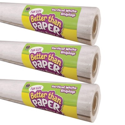 Teacher Created Resources® Fun Size Better Than Paper® Bulletin Board Roll, 18" x 12', Vertical White Shiplap, Pack of 3