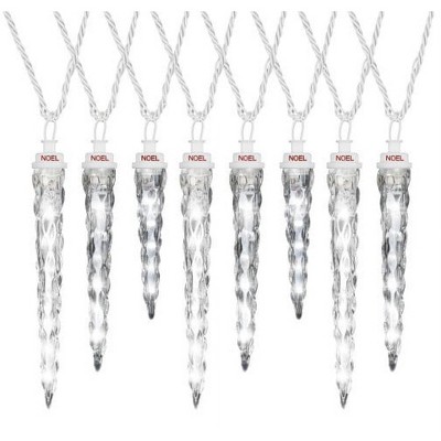 LightShow ShootingStar 8 White Christmas LED Icicle Lights