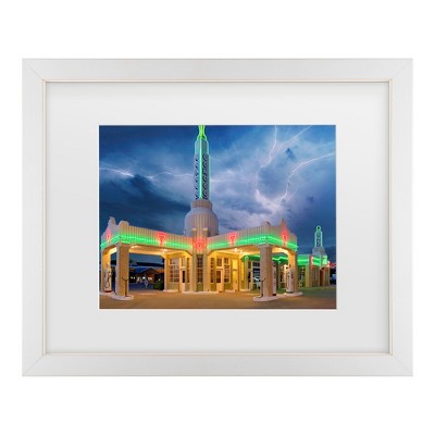 Trademark Fine Art - Mike Jones Photo Rt 66 Shamrock Texas Conoco Lightning Matted Framed Art