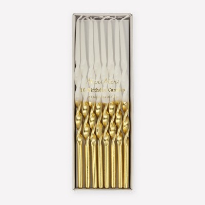 Meri Meri Gold Dipped Twisted Candles (Pack of 16)