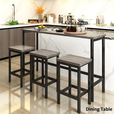 Counter Height Extra Long Dining Table Set with 3 Stools-ModernLuxe